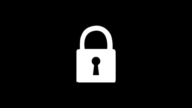 Linear animation of a lock on a black background