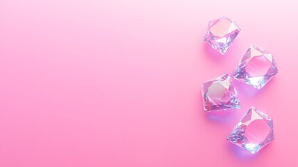 Fototapeta premium Sparkling Diamonds on Pink Background Displaying Brilliance
