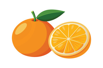 Orange fruit with leaves isolated on white background showcasing freshness and health benefits