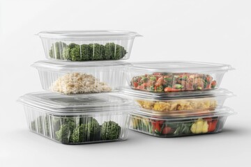 Stylish hinged lid clamshell food containers for takeout packaging mockups featuring clear backgrounds to elevate your culinary presentation and enhance brand visibility
