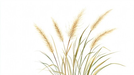 Fototapeta premium Golden Grasses Watercolor Painting: Botanical Illustration of Nature's Poetry