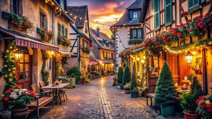 Naklejka premium French Holiday Greetings: Rustic Charm of a Provincial Village
