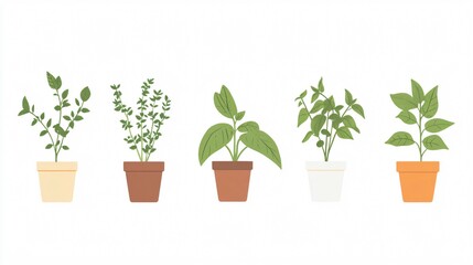 Obraz premium Potted Herbs and Plants: A Touch of Green for Your Home