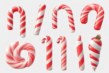 Obraz premium Colorful candy cane ornaments for festive celebrations and holiday decorations with vibrant hues and delightful designs for seasonal photography needs