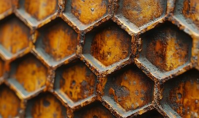 Fototapeta premium Close-up of a rustic, aged honeycomb texture.