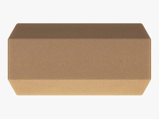 Illustration 3D Hexagon-shaped cardboard box, unique design, sturdy and versatile