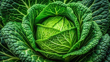 Fototapeta premium Fresh Green Cabbage Close Up - Full Frame Vegetable Photography