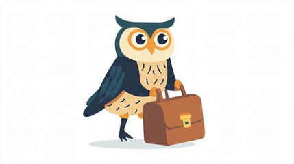 Obraz premium Wise Owl with Briefcase: A Symbol of Business Acumen