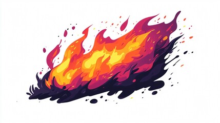 Fiery Flames: A Vector Illustration of Burning Intensity
