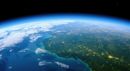 Fototapeta premium Earth from Above: A Majestic Satellite View of Our Planet.