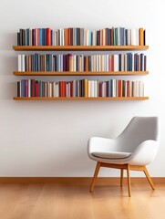 Modern Living Room with Bookshelves and Armchair