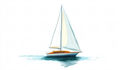 Fototapeta premium Serene Sailboat on Calm Waters: A Nautical Masterpiece