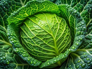 Fototapeta premium Fresh Organic Cabbage Macro Photography - High-Resolution Veggie Market Produce