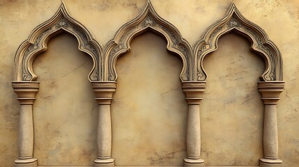Ornate Architectural Columns and Arches on a Wall