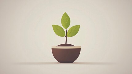 A small plant in a pot, symbolizing new growth and new beginnings. Perfect for eco-conscious projects.