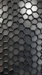 Naklejka premium Abstract metallic hexagonal grid, layered effect, futuristic design, shiny,architecture