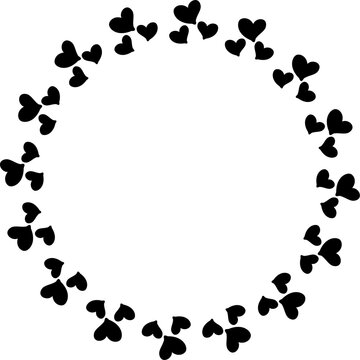 Decorative frame with floral pattern in forn of heart in mehndi style. Antistress coloring book page. Doodle ornament in black and white. Outline hand draw vector illustration.