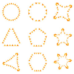 丸や多角形や星型の三角旗の枠