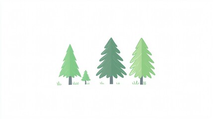 Obraz premium Serene Minimalist Evergreen Trees on a Pristine White Background