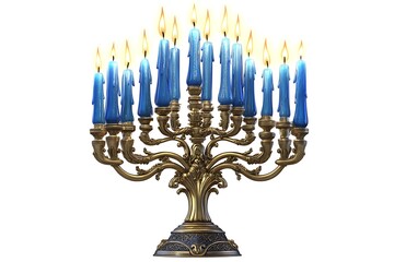 Fototapeta premium Ornate Blue and Gold Menorah, Perfect for Holiday Decor