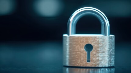 Rustic Metal Padlock Resting on Wooden Table Surface Evokes a Sense of Security and Intriguing Mystery in Minimalist Style