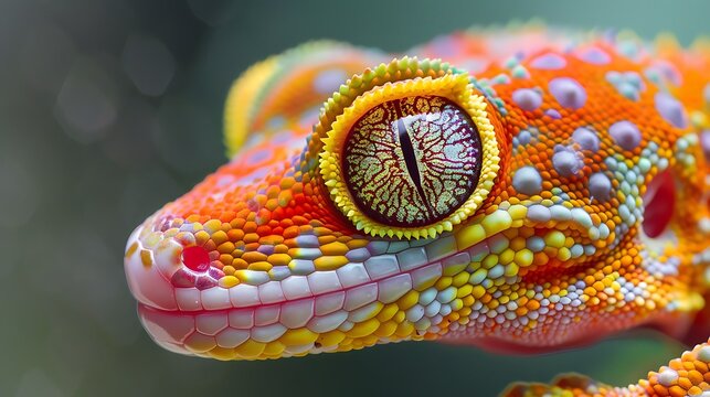 An upclose view of a vibrant gecko