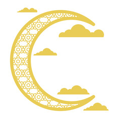 Islamic Pattern Crescent with Cloud