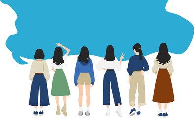 Obraz premium コメントする女性グループのイラスト