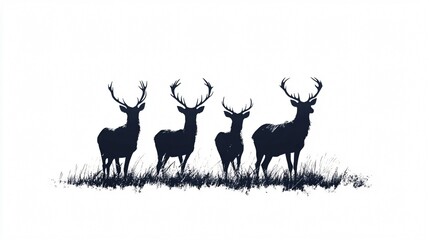 Naklejka premium Majestic Deer Silhouette: A Serene Wildlife Scene