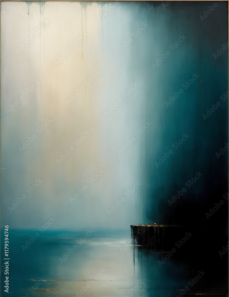 Wall mural abstract turquoise ink background - generative ai