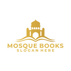 Mosque Book Education logo vector. Muslim Learn logo vector template. Islam learning logo