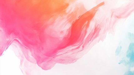 Abstract Colorful Background with Soft Pink and Orange Watercolor Swirls for Creative Design and Copyspace, Ideal for Branding or Advertising