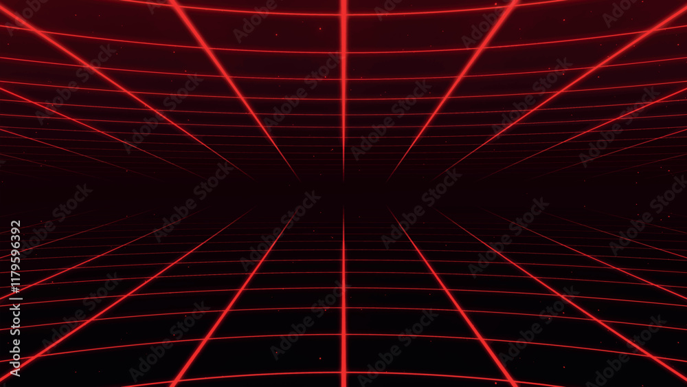 Poster retro perspective grid in infinity. abstract landscape grid lines, background image. digital wirefra