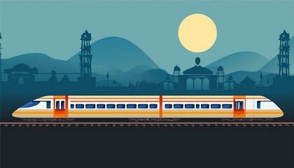 indian high speed train vande bharat low light illustration