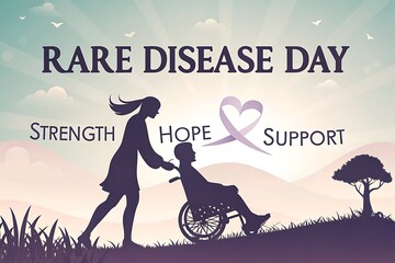 Rare Disease Day Strength Hope Support with Wheelchair Symbol