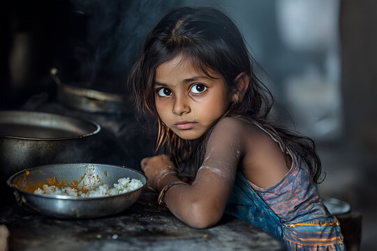 RAXAUL, INDIA - NOV 12: Unidentified Indian girl on Nov 12, 2013 in Raxaul, Bihar state, India. Bihar is one of the poorest states in India. The per capita income is about 300 dollars.