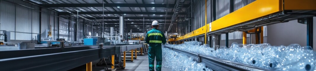 Engineer Working in a Plastic Recycling Factory