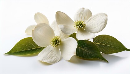 Obraz premium white dogwood flowers isolated on white white background