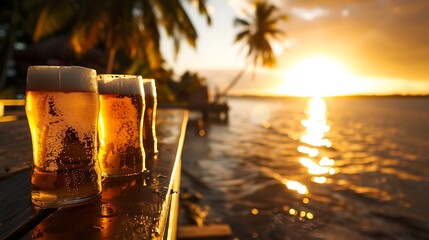 Bright tastes of homebrewed beer are dynamically brewing handcrafted drinks in a row on an island