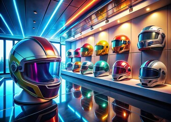 Fototapeta premium Futuristic Sci-Fi Helmet Collection: Architectural Photography Showcase