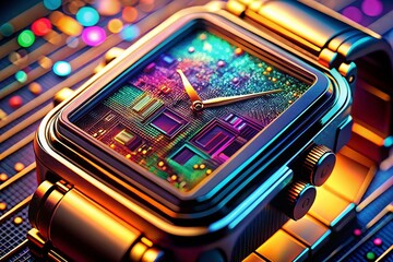 Obraz premium Futuristic Smartwatch Macro Detail: Close-up of Advanced Technology