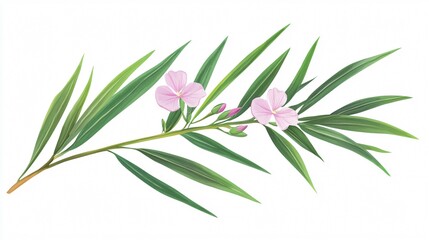 Delicate Pink Flowers and Lush Green Leaves: A Botanical Masterpiece