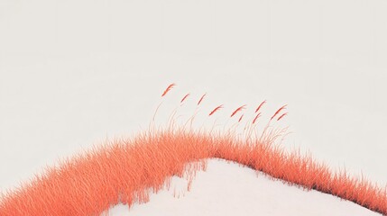 Fototapeta premium Minimalist Coral Grass on White Background | Simple and Modern Digital Art