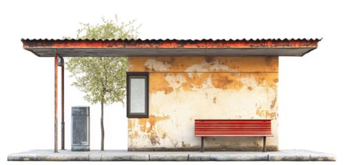 Convenient Bus Stop for Public Transport Isolated on White Background