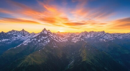 Majestic Mountain Range at Sunrise.