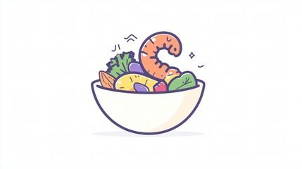 Fototapeta premium A Bowl of Culinary Delight: Vibrant and Nutritious Salad with Shrimp