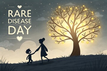 Rare Disease Awareness, Poster, Banner, Story, Educating with Chalkboard and Symbols
