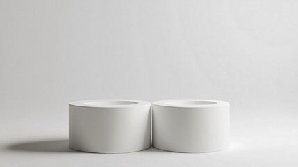 Two White Cylinders on White Background: Minimalist Abstract Art