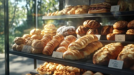 Artisanal Bread and Pastries in Grocery Store Display