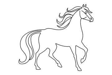 Horse continuous single line art and isolated outline vector illustration
